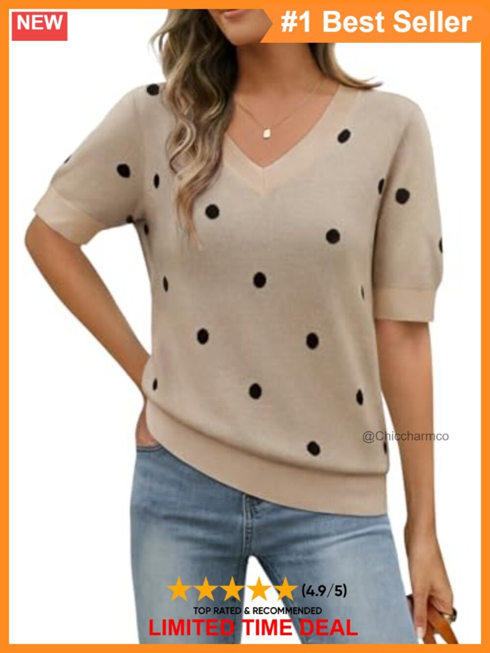 V Neck Short Sleeve Sweater Top Ribbed Knit Lightweight Pullover